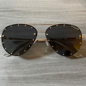 Quay Black and Gold Studded Sunglasses